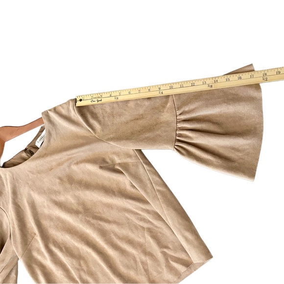 B.Original Faux Suede Bell Sleeve Top Boho Chic Camel Tan Size M - Picture 5 of 10